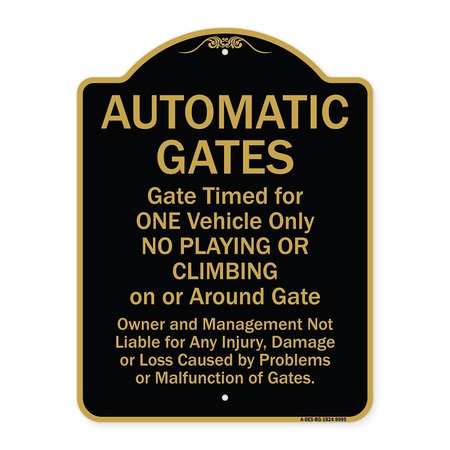 SIGNMISSION Designer Series-Automatic Gates Gate Timed For One Vehicle Only, 24" x 18", BG-1824-9995 A-DES-BG-1824-9995